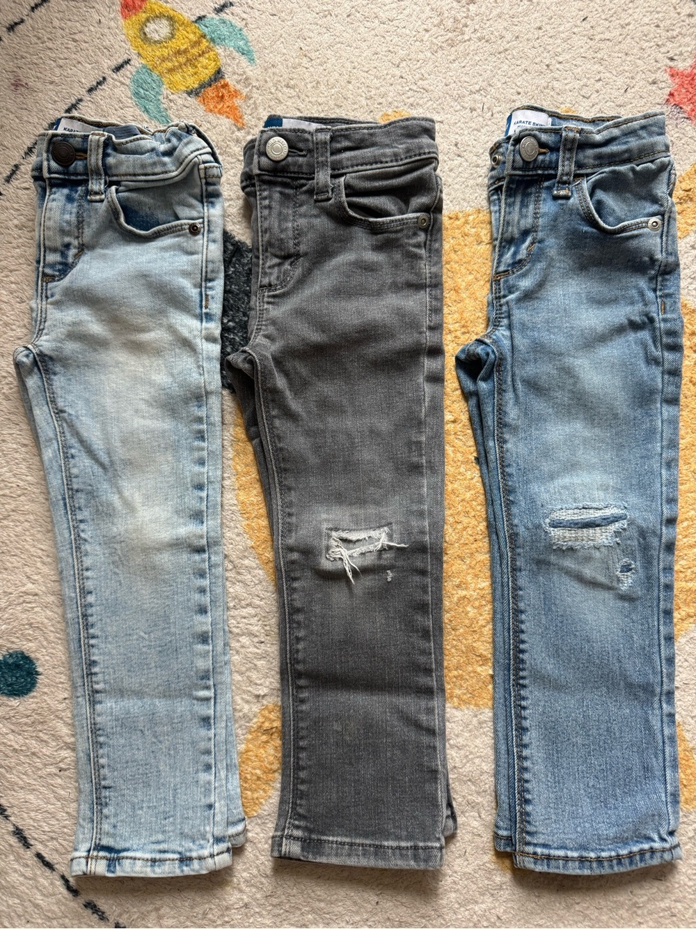 Old Navy Toddler Boys Skinny Jeans Trio – Light Blue, Gray, Medium Blue